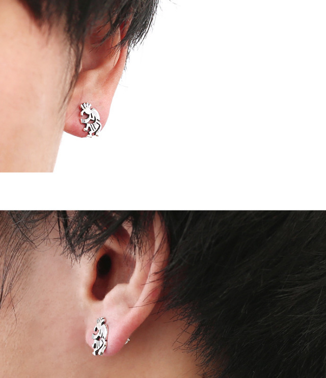 シンプル ココペリ シルエット ピアス メンズ シルバー アクセサリー