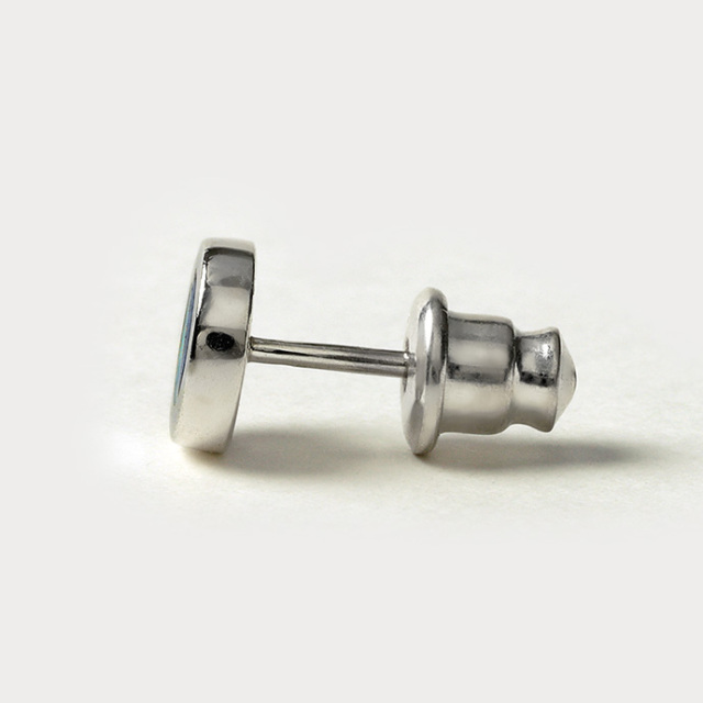 セミサークル ストーン スタッドピアス メンズ ピアス シルバー