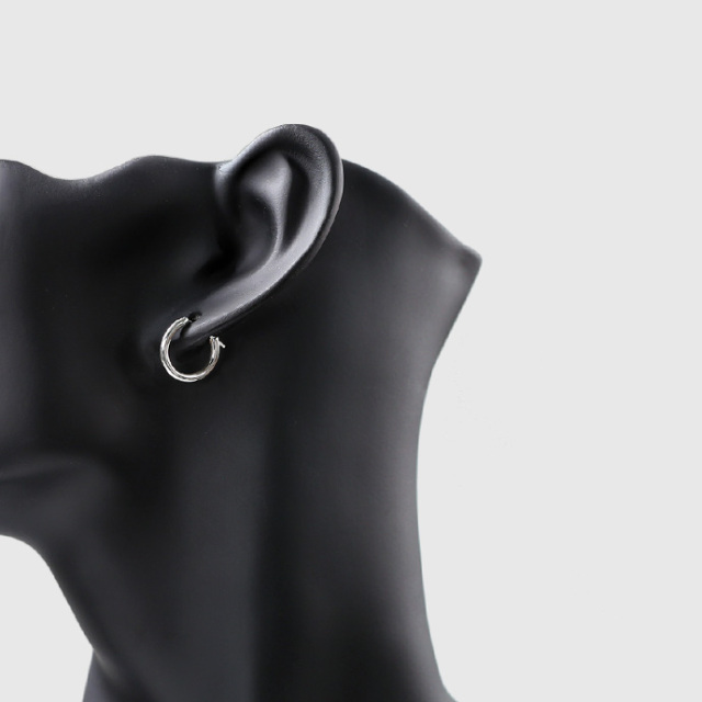 16mm クロッシング フープ ピアス メンズ ピアス シルバー