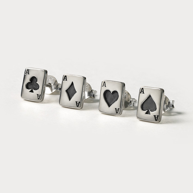 エース トランプ カード ピアス メンズ シルバー アクセサリー 男性