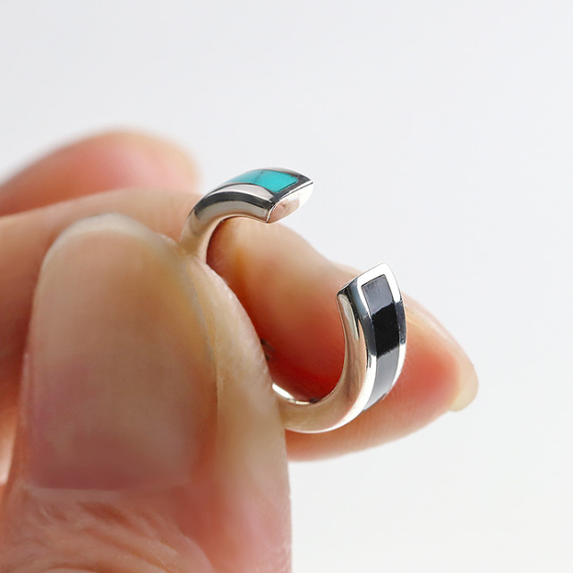 ターコイズ オニキス リバーシブル フェイクピアス ピアス穴不要 ノン