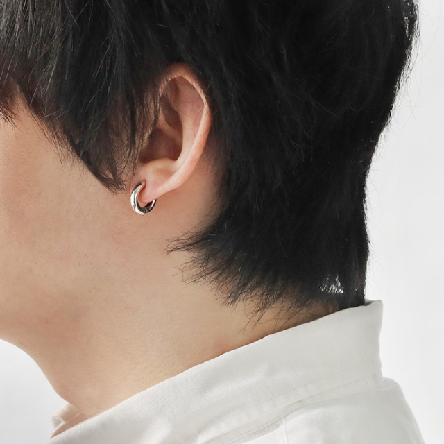 シンプル ラウンド フェイクピアス メンズ レディース シルバー925