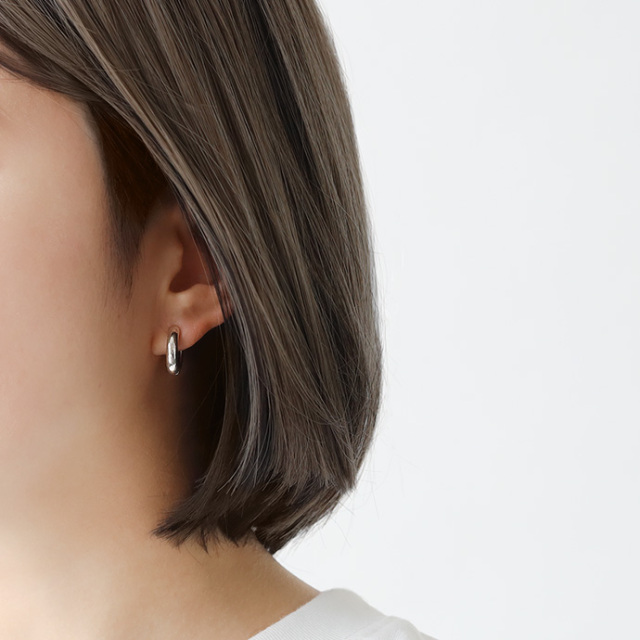 シンプル ラウンド フェイクピアス メンズ レディース シルバー925  