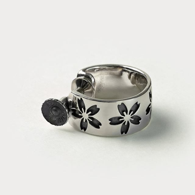 ワイド サクラ イヤリング メンズ レディース シルバー925