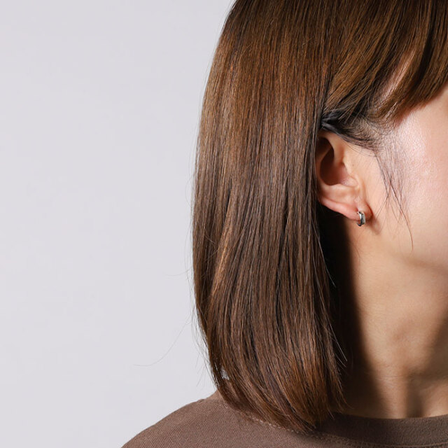 直径10mm スモール 槌目 フープ スタッド ピアス メンズ