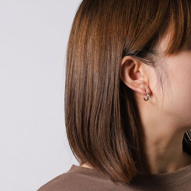 直径13mm 槌目 フープ スタッド ピアス メンズ レディース シルバー925