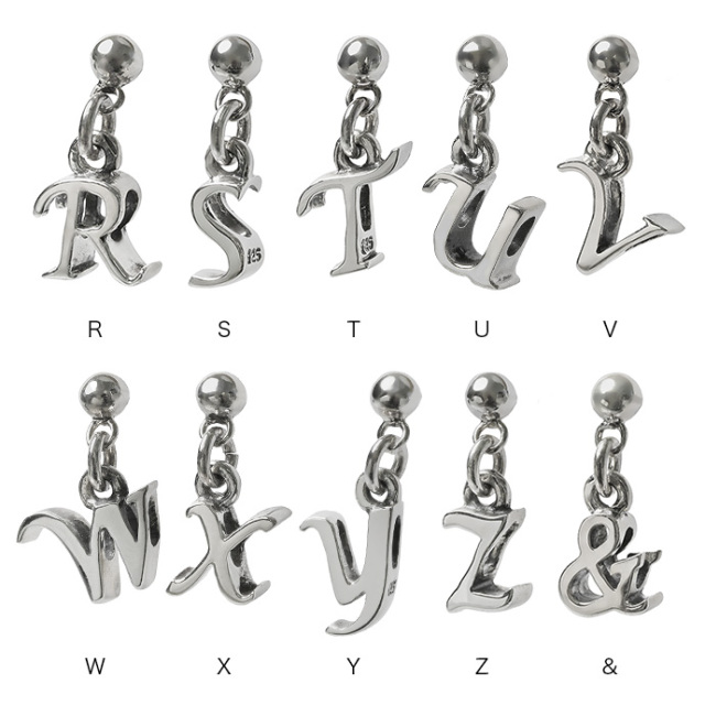イニシャル ドロップ ピアス アルファベット シルバーアクセサリー
