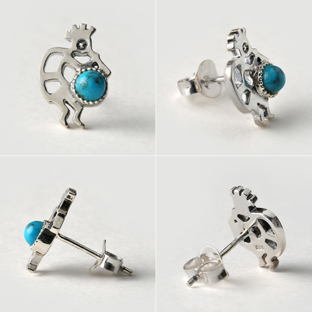 ココペリ ポイント ターコイズ ピアス シルバーアクセサリー