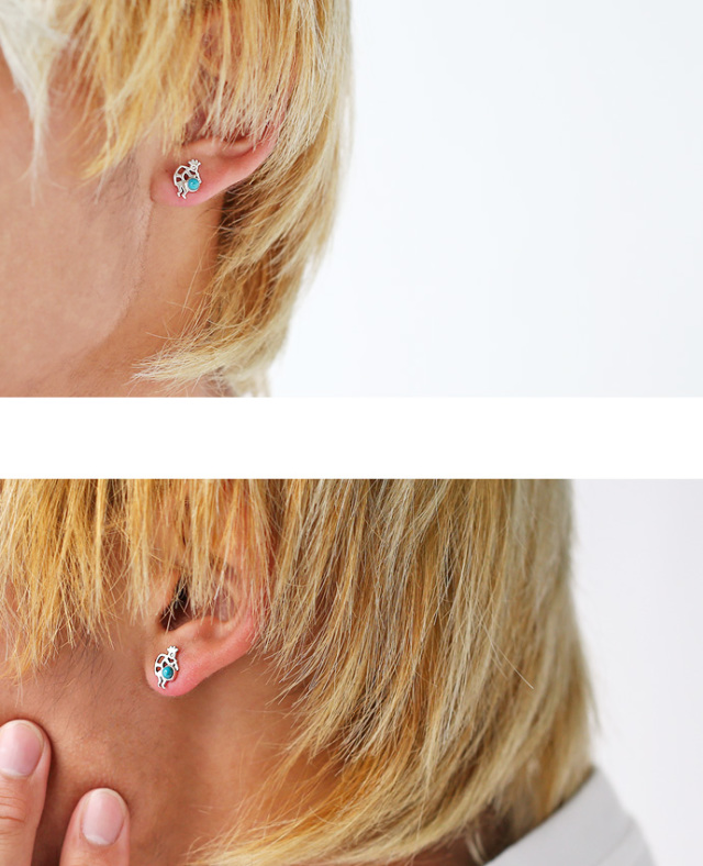 ココペリ ポイント ターコイズ ピアス シルバーアクセサリー [シルバー