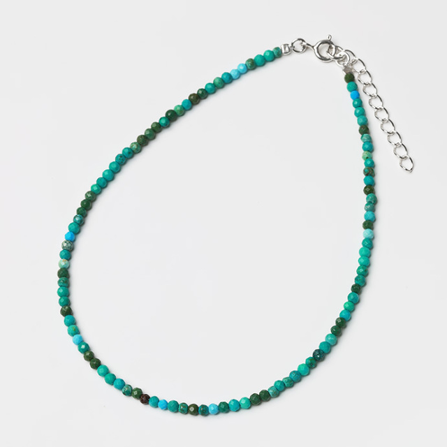 細め 天然石 アンクレット ストーンビーズ ブラックスピネル