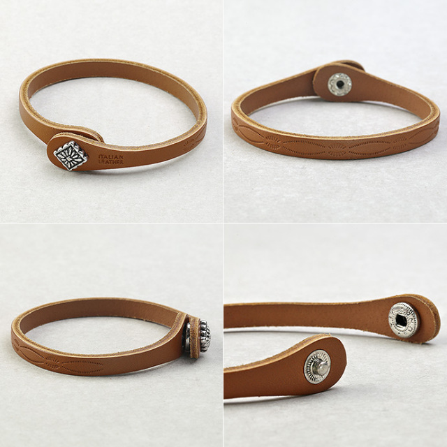 Concho 【Works 希少ボタンワークス 】MOTO 2連レザーブレスレット