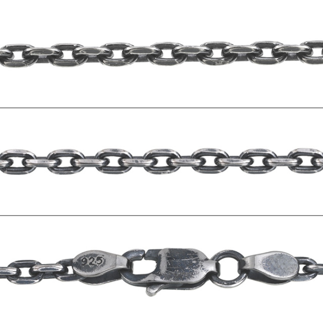 標準】2.5mm4面カットアズキいぶしチェーン50cm [シルバーチェーン]