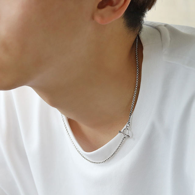 マンテル ダブルリング チェーン ネックレス メンズ 44cm 48cm 甲丸  