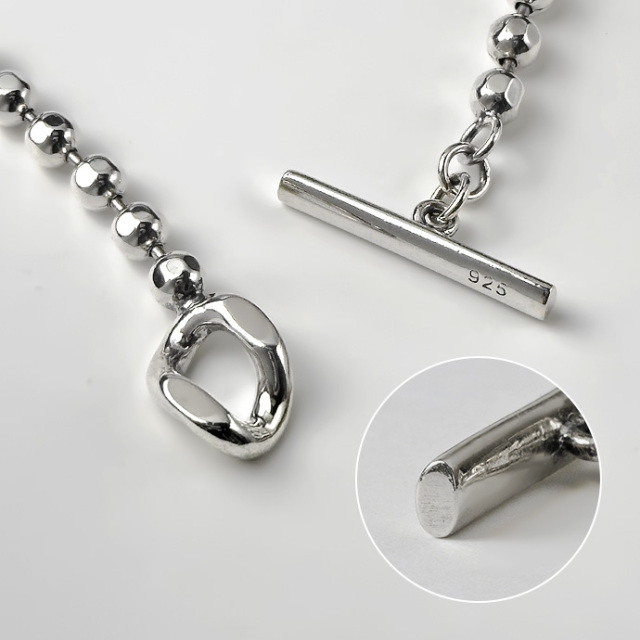 カット ボールチェーン 喜平マンテル ネックレス 45cm 幅4mm メンズ