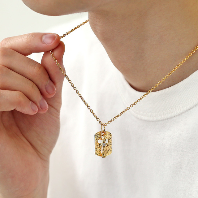 モアサナイト ドッグタグ ペンダントトップ DogTag ゴールド  