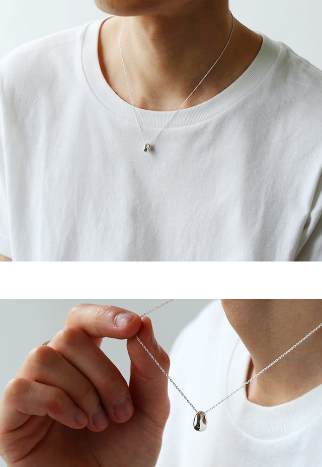 スムースラウンド ペンダント メンズ ネックレス シルバー  