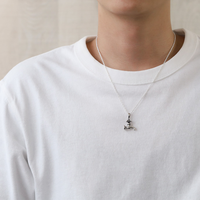 蛇口 ペンダント ≪2mmアズキチェーン割引セット≫ メンズ ネックレス