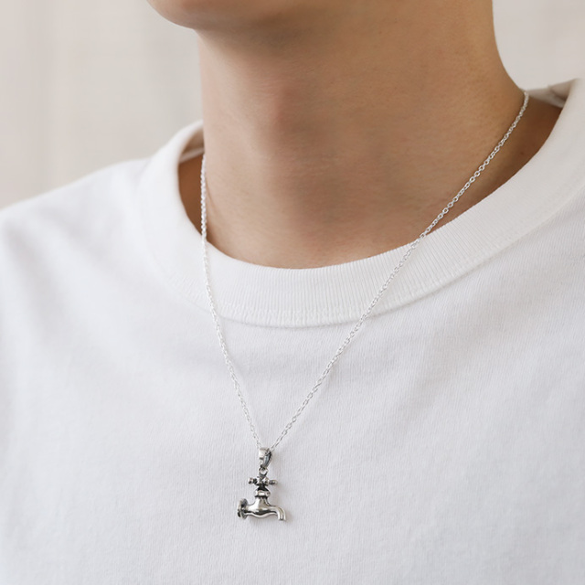 蛇口 ペンダント ≪2mmアズキチェーン割引セット≫ メンズ ネックレス