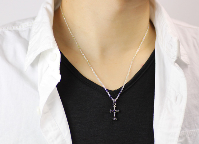 ジルコニアブラッククロスペンダント≪2mmアズキチェーン割引セット