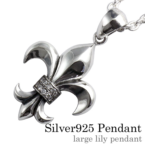 ブランド刻印 ビッグリリー SV925 シルバーネックレス シルバー  