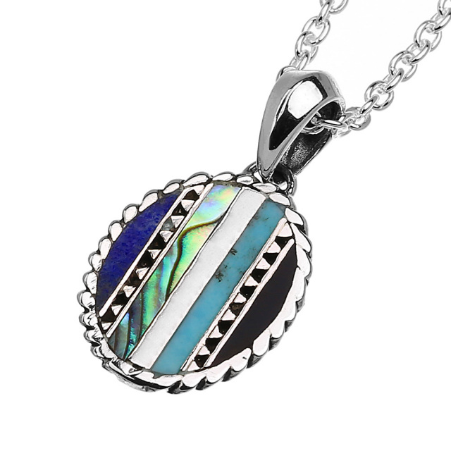 インレイ マルチストーン ココペリ ペンダント ≪トップのみ≫ メンズ