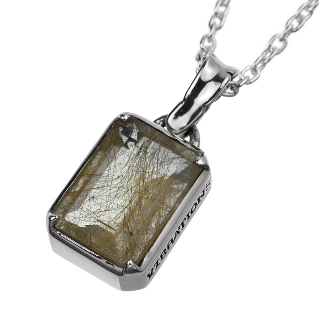 ルチルクォーツ スクエアペンダント ≪トップのみ≫ メンズ ネックレス  