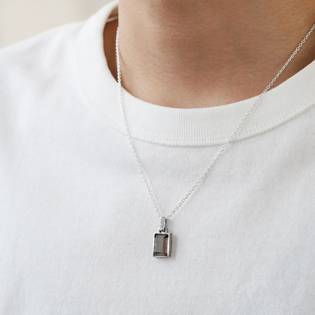 スモーキークォーツ スクエアペンダント ≪トップのみ≫ メンズ  
