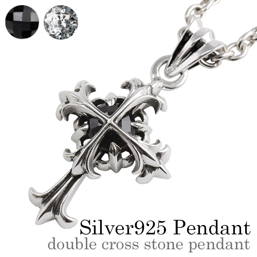 ダブルクロスストーンペンダント≪トップのみ≫｜オニキス・ジルコニア  