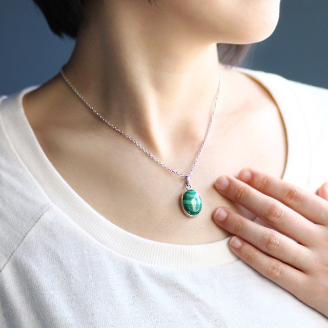 マラカイトペンダント≪トップのみ≫｜天然石｜シルバー925  