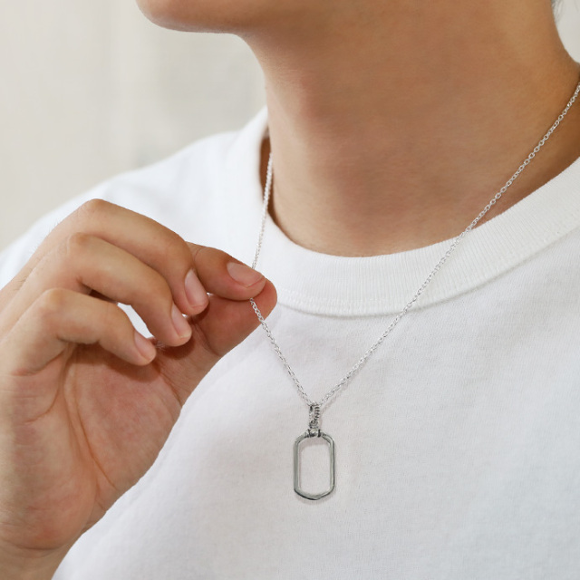 シルバー ドッグタグ ドッグタグ フレーム ペンダント ≪2mmアズキチェーン割引セット