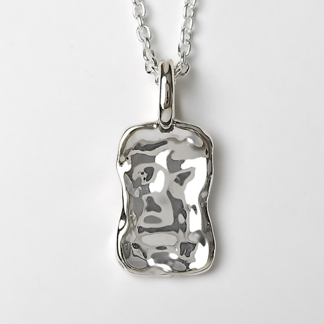 槌目 スクエア プレート ペンダント ≪2mmアズキチェーン割引セット