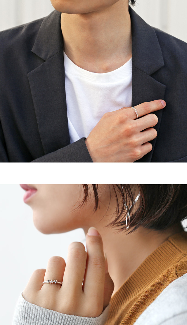 マイクロ スリー スター リング シルバー 星 細め 指輪 [シルバーリング]