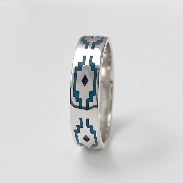 ネイティブパターンフラットリング｜シルバーアクセサリー