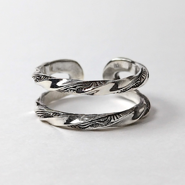 シルバーアクセサリー】シンプル 2連リング 指輪 シルバー925