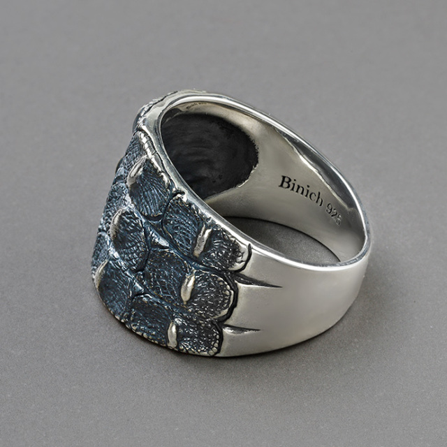 クロコダイル レザー デザインリング 背ワニ ホーンバック メンズ 指輪