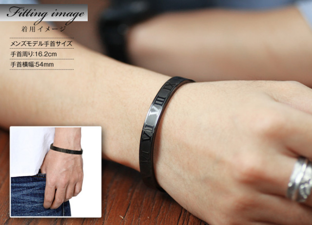 ナンバーブラックスチールバングル｜ステンレス｜スチール｜ラッピング無料
