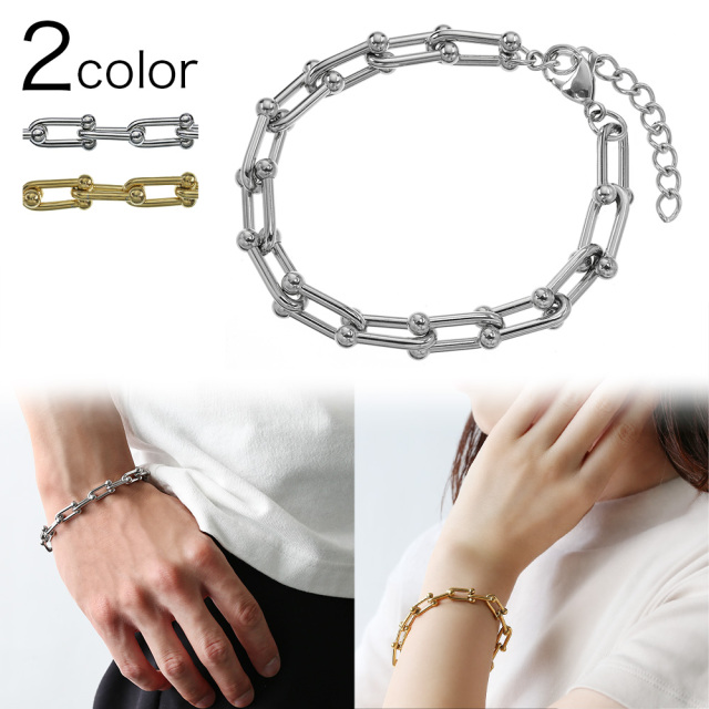 U チェーン リンク ブレスレット メンズ レディース ブレスレット 定番  