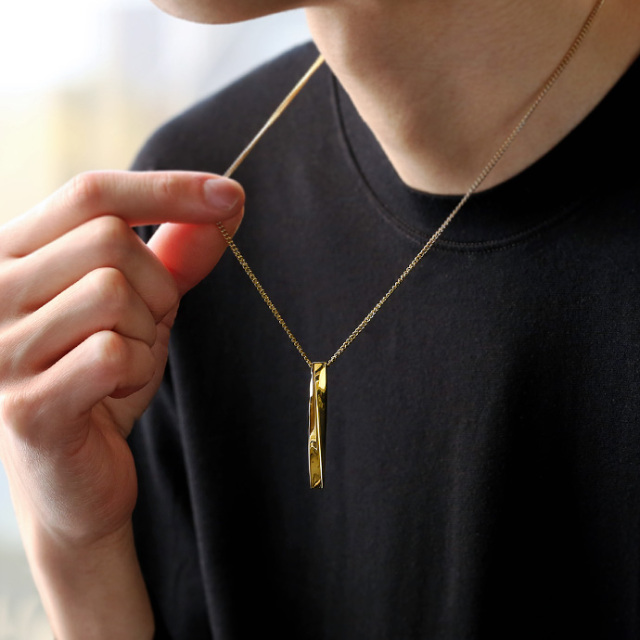 ステンレス ツイスト スティック ペンダント メンズ ネックレス