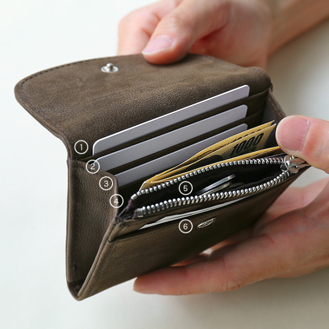 ライチグレイン レザー ウォレット ミニ財布 メンズ 財布 コンパクト 本革 