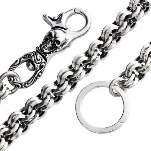 スカルクリップダブルリングウォレットチェーン｜シルバーアクセサリー 