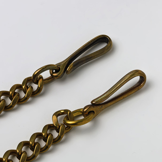 ダブル フック ウォレットチェーン 真鍮 メンズ アメカジ ヴィンテージ