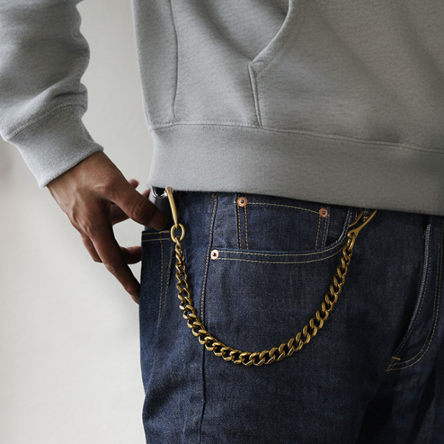 ダブル フック ウォレットチェーン 真鍮 メンズ アメカジ ヴィンテージ