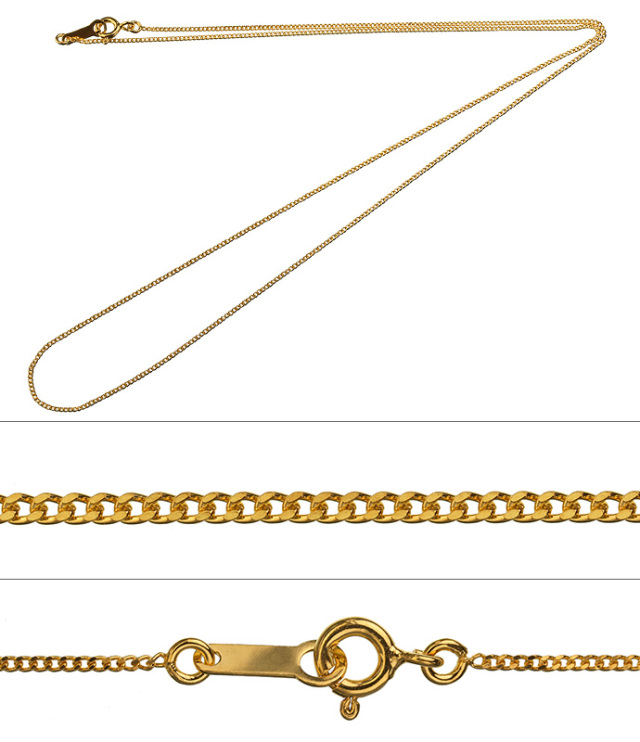極細】 ゴールドコーティング 1mm 喜平 チェーン 50cm ネックレス