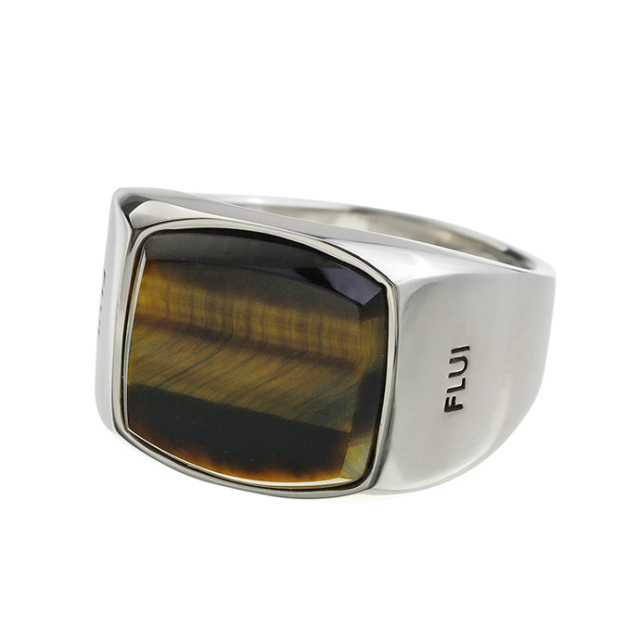 FLUI (フルイ) ブランド スクエア ストーン シグネット リング メンズ