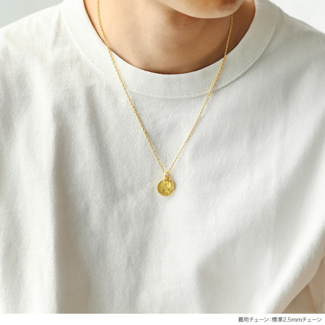 ゴールド・プラズマ円形ペンダントネックレス シュメール】ダブルゴールドエリザベスコインペンダント｜真鍮｜PVD