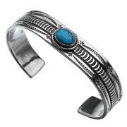 トップ フラット ターコイズ バングル シルバー アクセサリー ネイティブ系 [シルバーブレスレット]