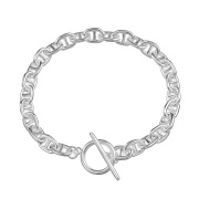 幅7mm アンカー チェーン ブレスレット シルバー アクセサリー シンプル メンズ レディース マンテル マリーナチェーン [シルバーブレスレット]