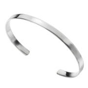 定番 5mm幅 プレーン バングル 平打ち シルバー アクセサリー シンプル ブレスレット メンズ 調節可能 [シルバーブレスレット]