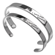 【ペア販売】ジルコニア ＆ メッセージ ペアバングル シルバー アクセサリー [シルバーブレスレット] バングル