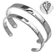 【ペア販売】ハーフ ジルコニア ハート ペアバングル シルバー アクセサリー [シルバーブレスレット] バングル